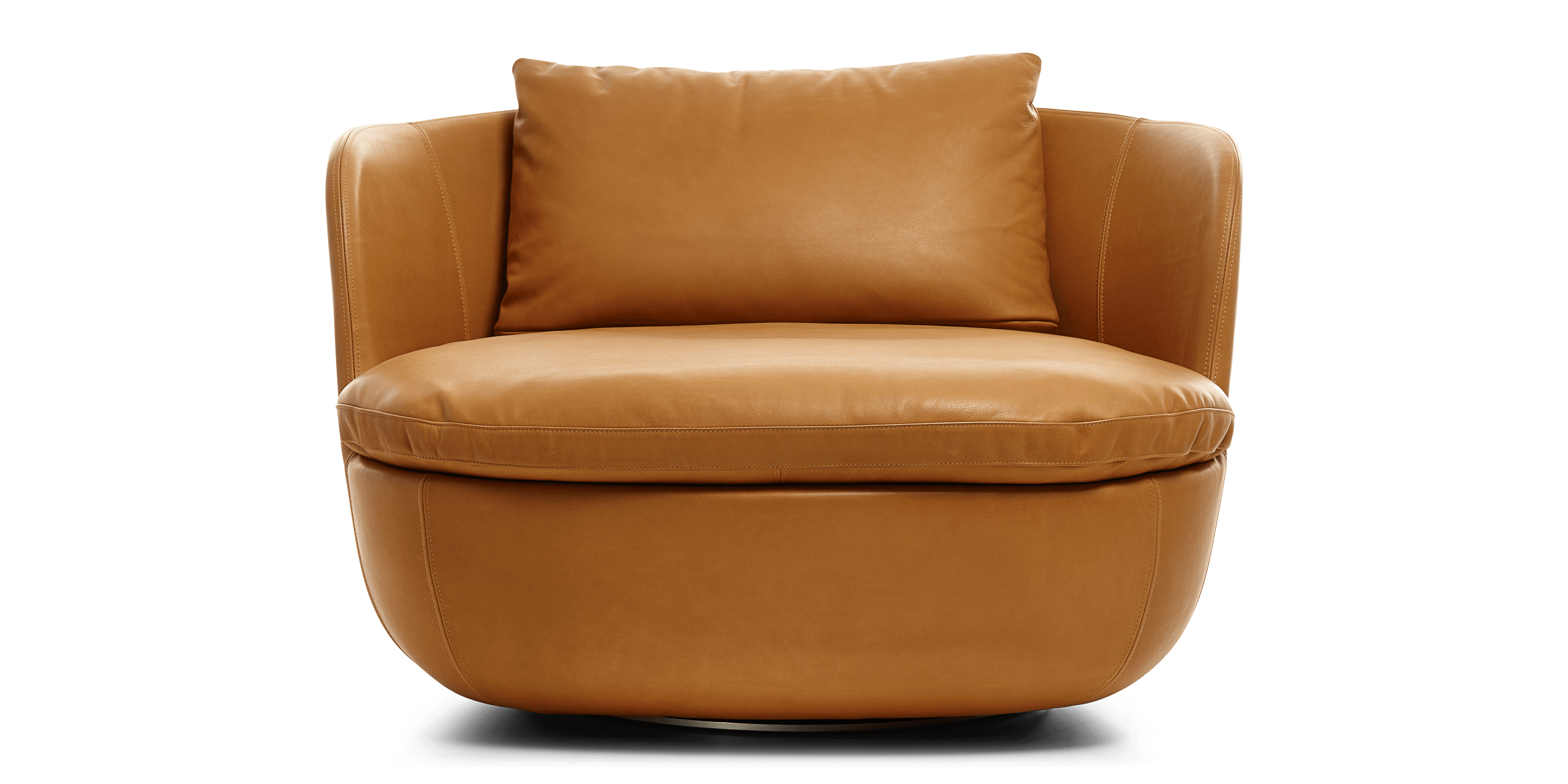 Bart Swivel Armchair Cervino Leather Cognac front view