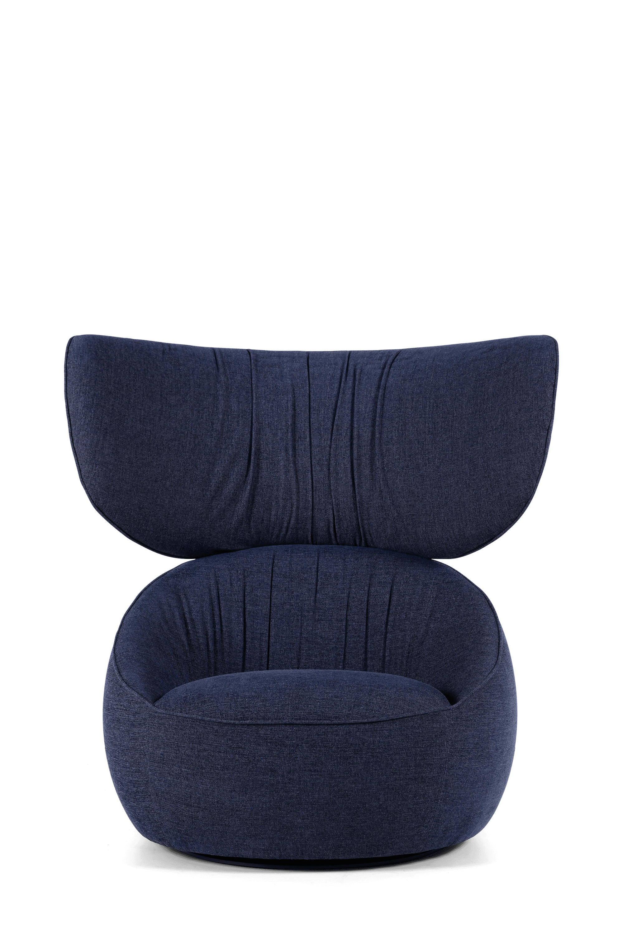 Hana Armchair Wingback Liscio Grigio Blu front side