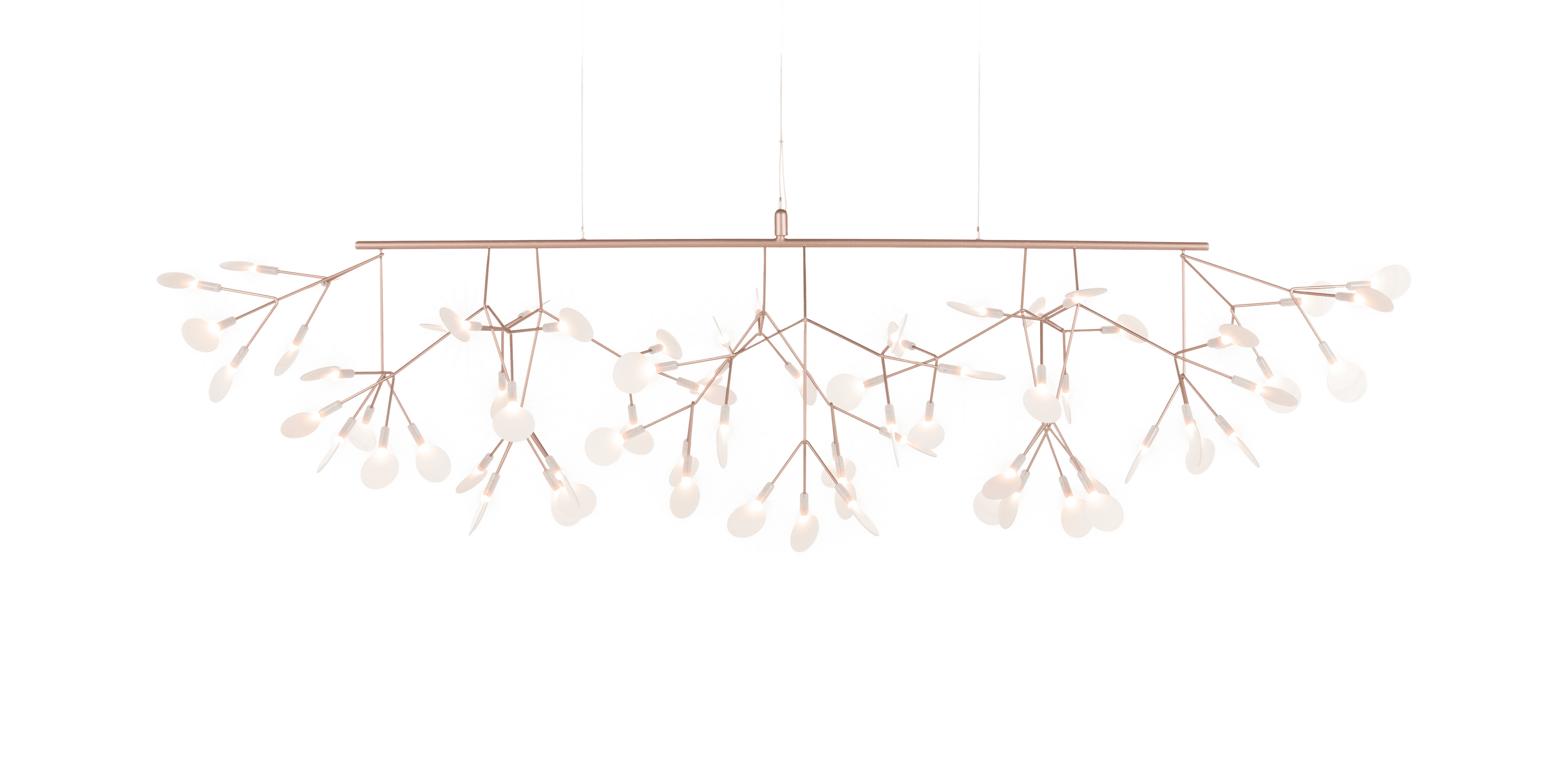 Heracleum III Linear suspension light copper front view