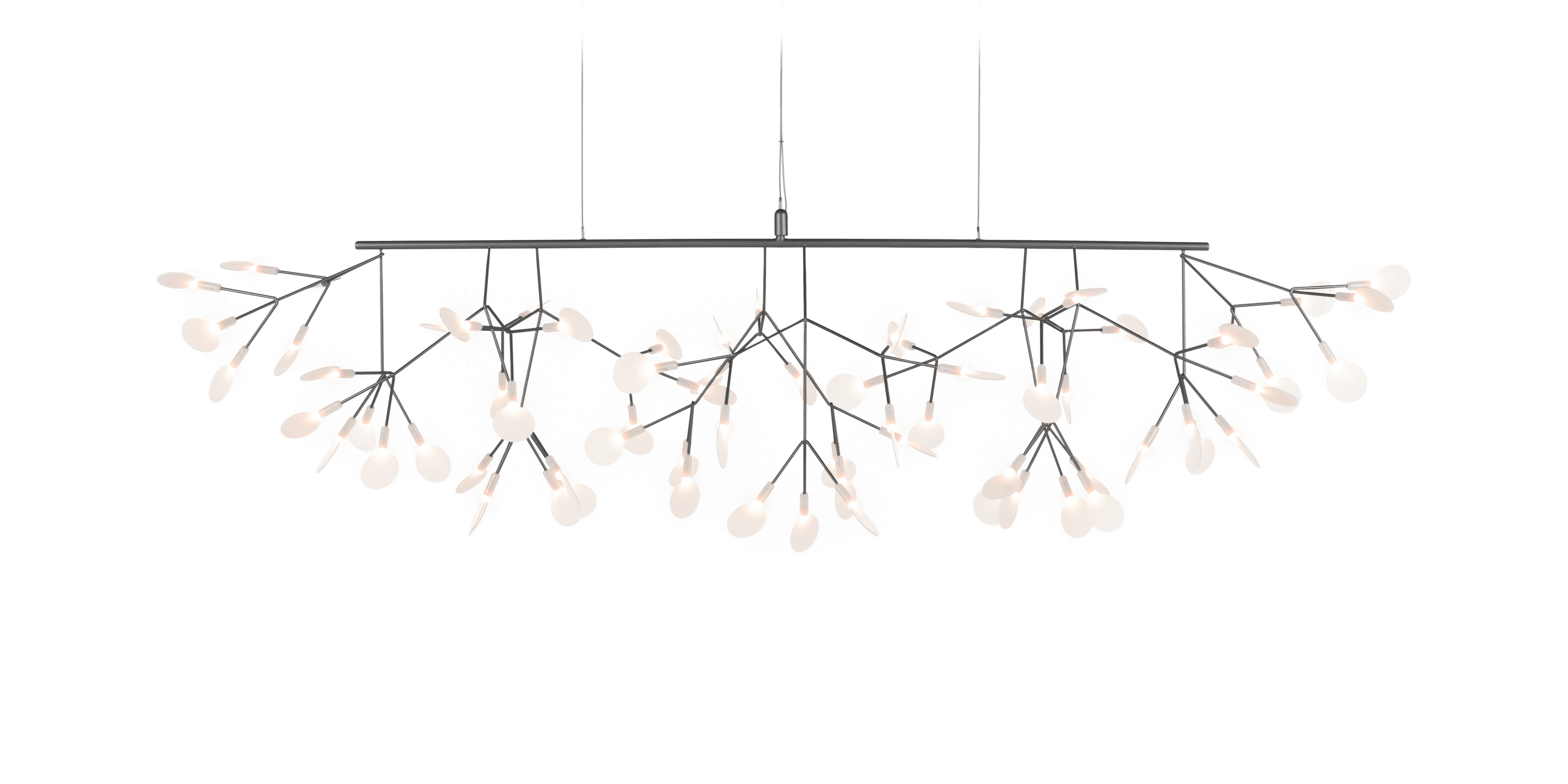 Heracleum III Linear suspension light nickel front view