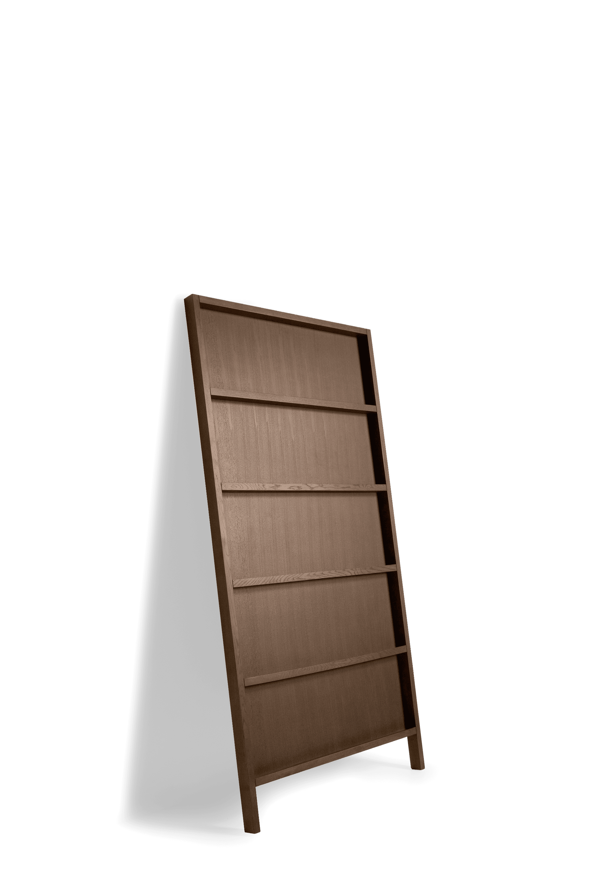 Oblique bookshelf small cinnamon stained