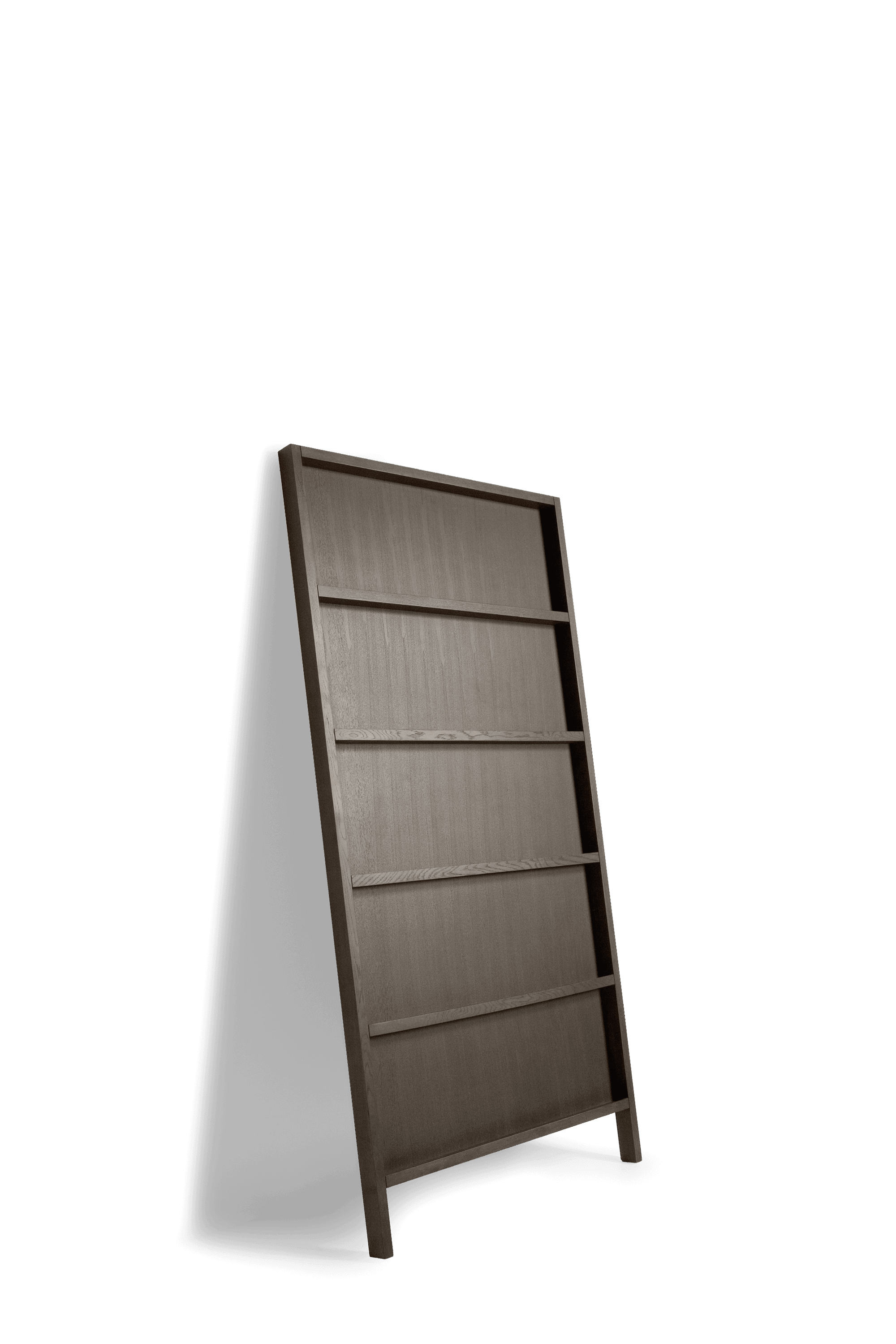 Oblique bookshelf small grey stained