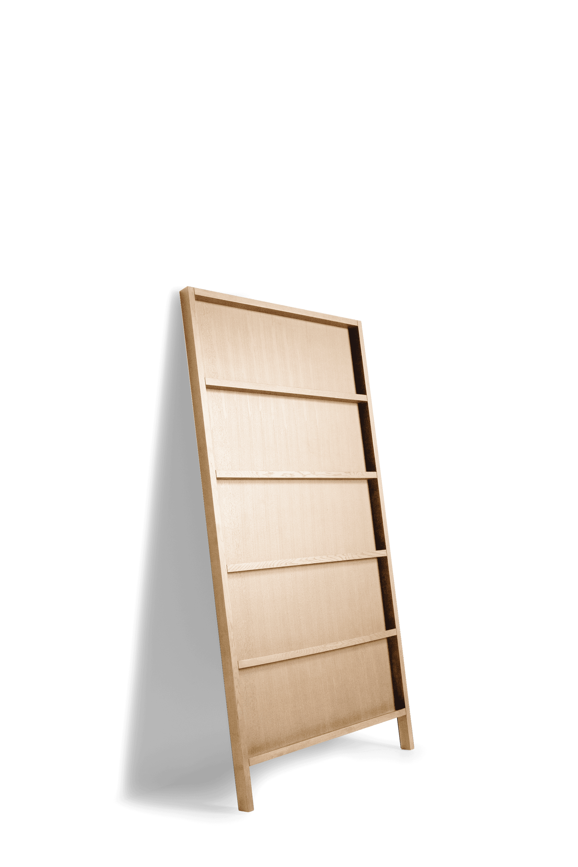 Oblique bookshelf small white washed