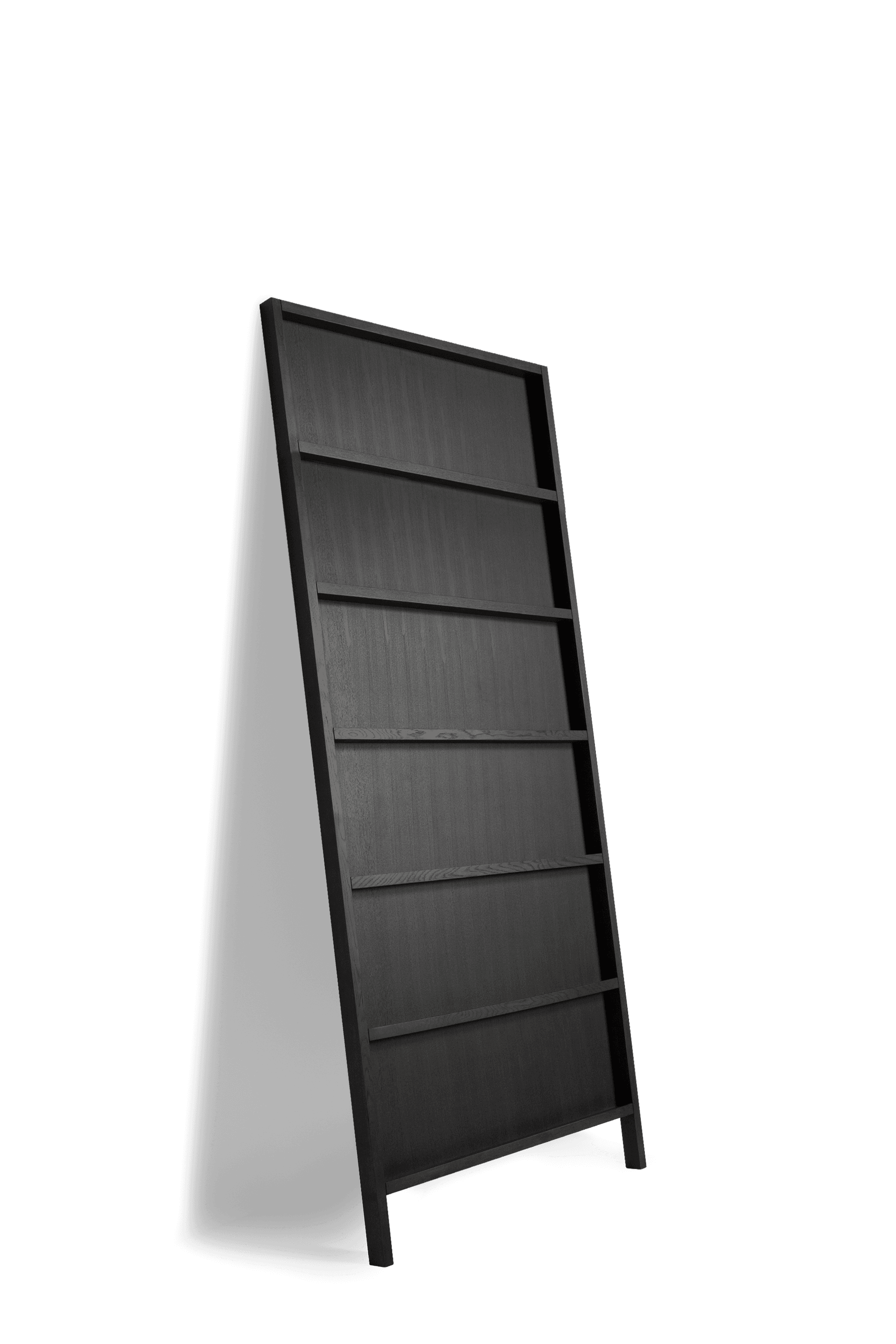 Oblique bookshelf large black stained
