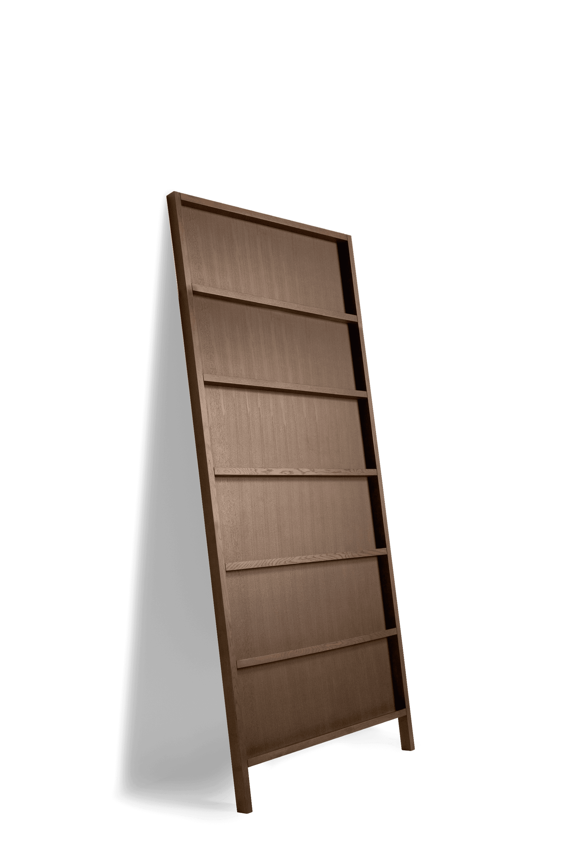 Oblique bookshelf large cinnamon stained