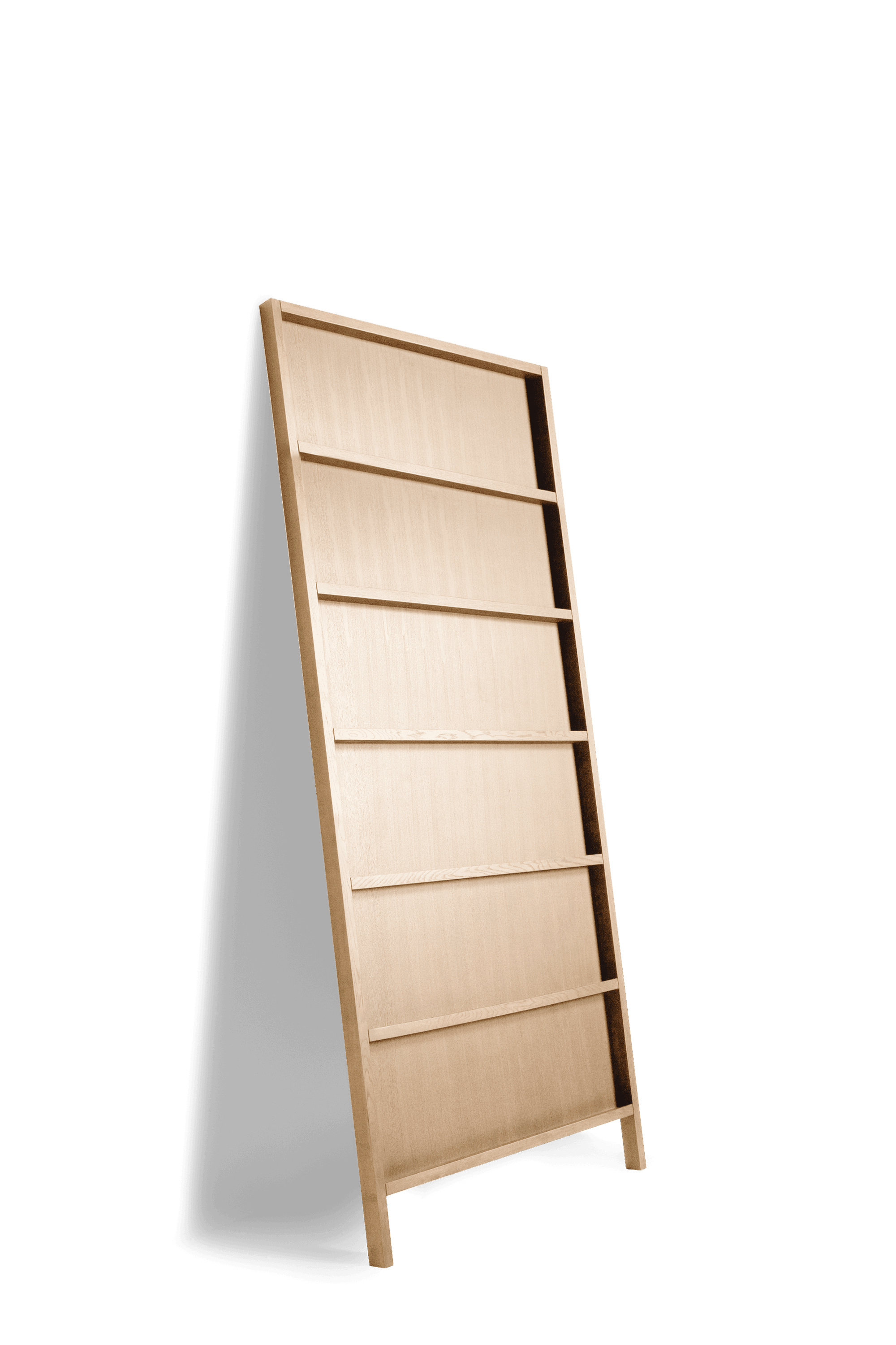 Oblique bookshelf large white washed